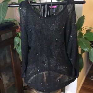 Black sequined evening top